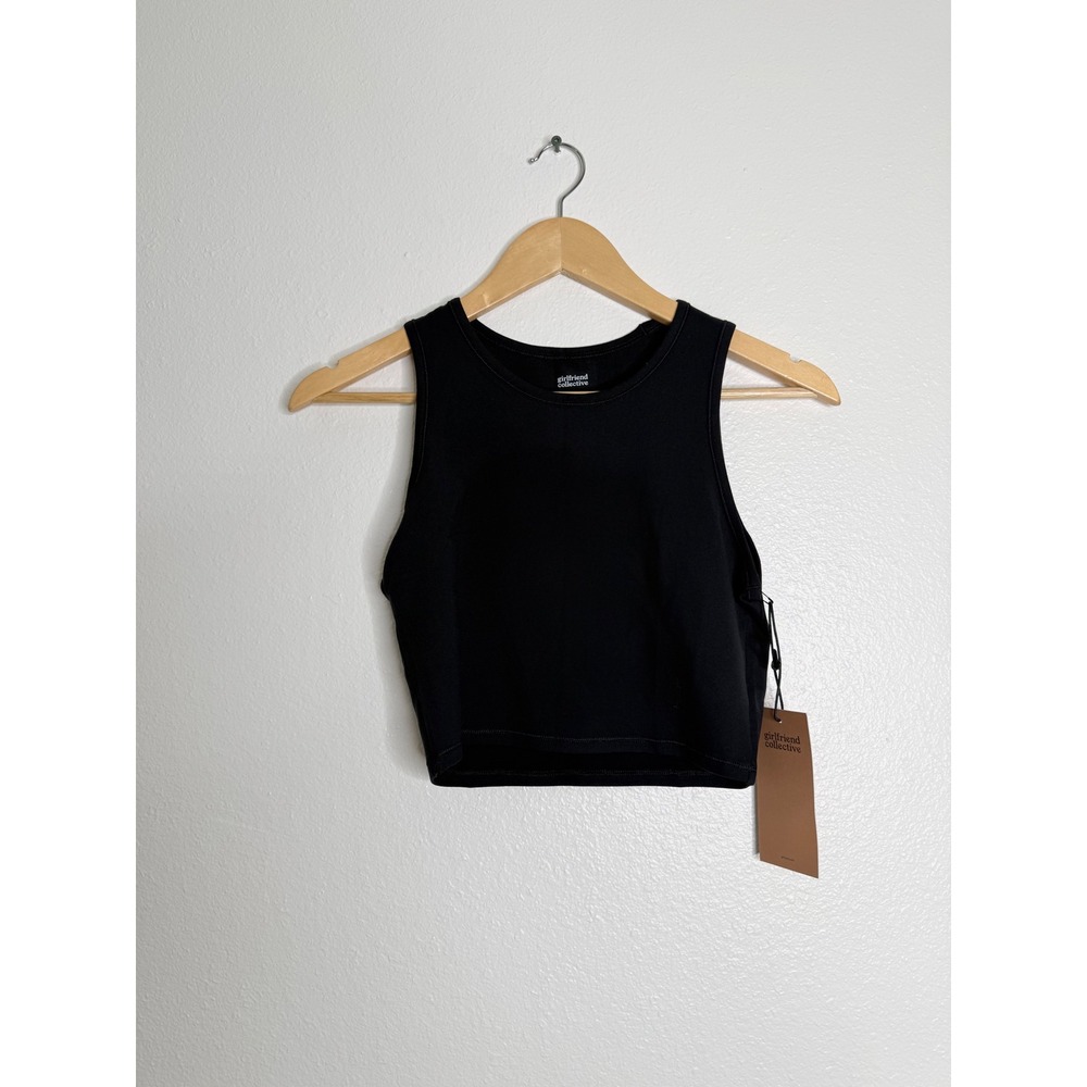 Girlfriend Collective Tommy Cropped Tank Top Black Size Small NWT
